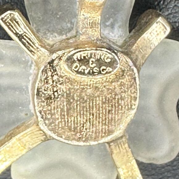 Vintage Whiting & Davis Necklace 21” Flower Lucite Pendant Gold Plated - Picture 7 of 8